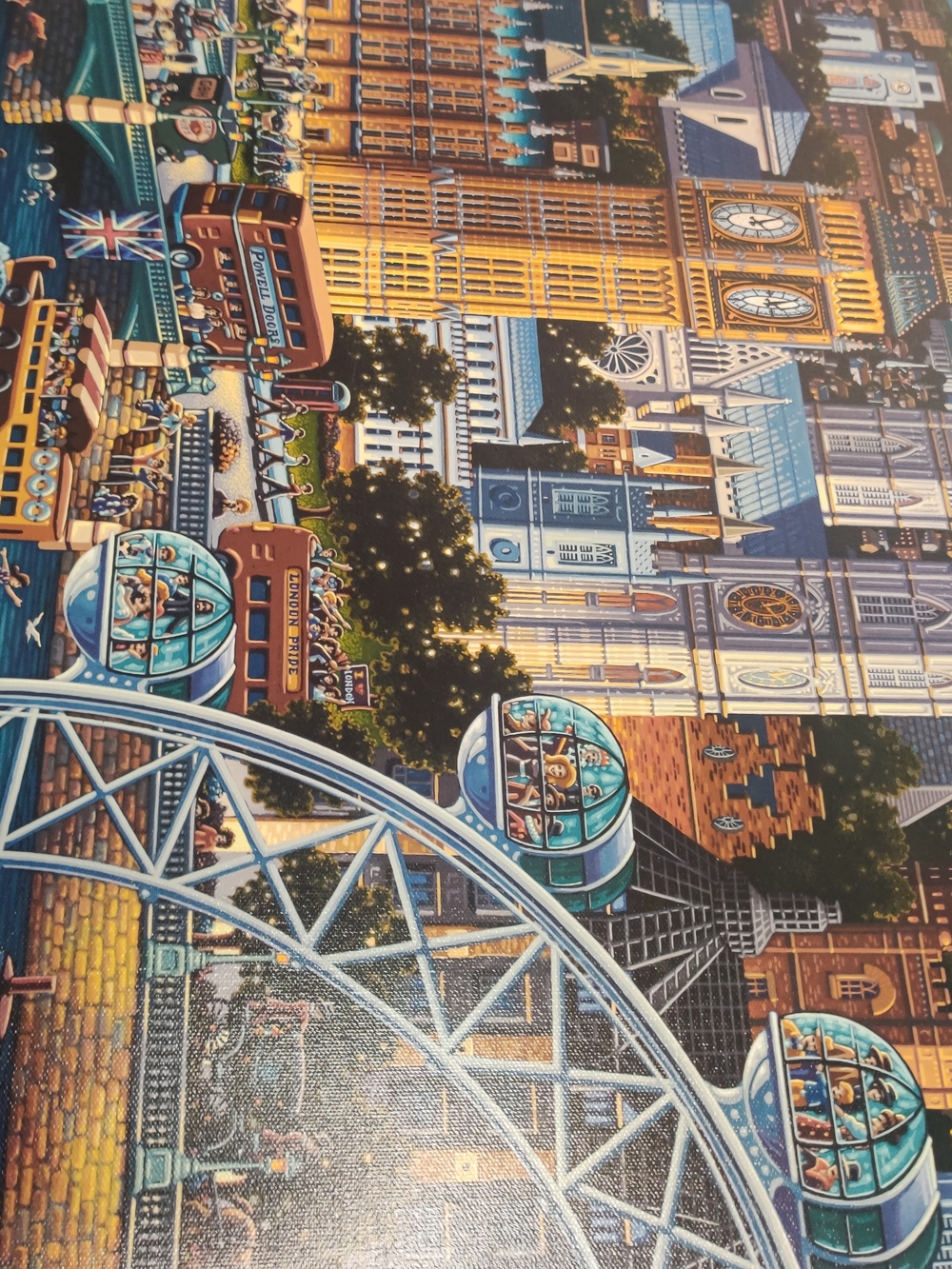 Source Unknown London Cityscape Art Print - Blue, Gold, Green